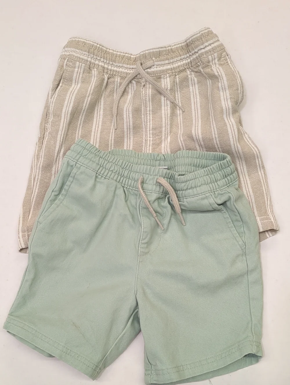 Striped Cream and Solid Mint Shorts Set